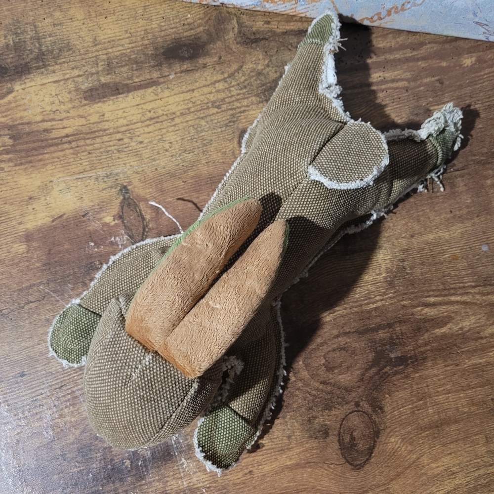 Brown and Green Stuffed Distressed Bunny. - Picture 7 of 7